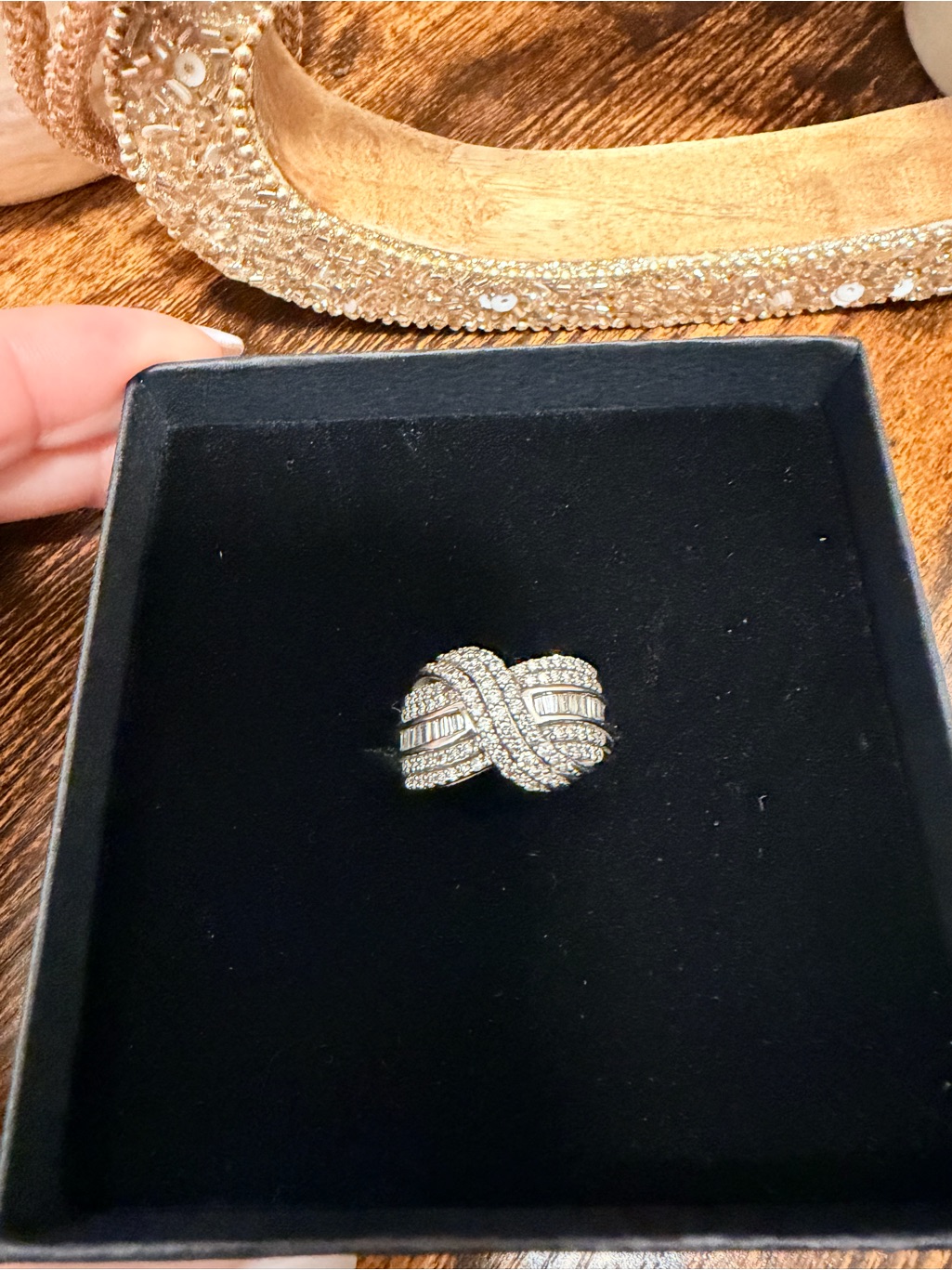 Kay Jewelers Gold-Tone Intertwined Baguette And Pave Ring